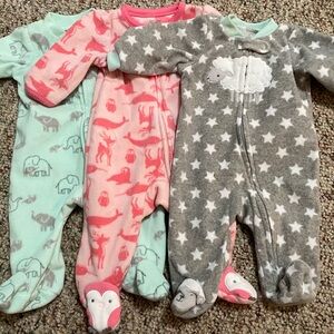Bundle of 3 Carters fleece zip up sleepers